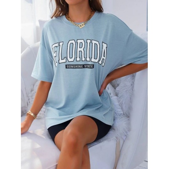 Letter Graphic Drop Shoulder Oversized Tee