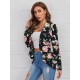 Shawl Collar Hanky Hem Floral Blazer