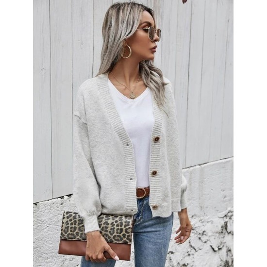 Drop Shoulder Lantern Sleeve Cardigan