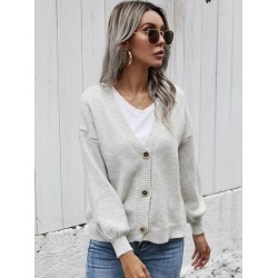 Drop Shoulder Lantern Sleeve Cardigan