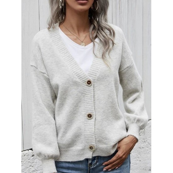 Drop Shoulder Lantern Sleeve Cardigan