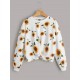 Allover Sunflower Print Twist Front Sweatshirt