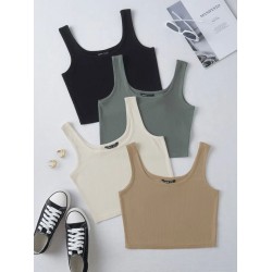 4pack Solid Crop Tank Top