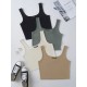 4pack Solid Crop Tank Top