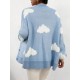 Drop Shoulder Cloud Pattern Cardigan