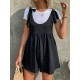 1pc Bow Shoulder Solid Romper