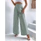 Ditsy Floral High Waist Plicated Detail Wide Leg Pants