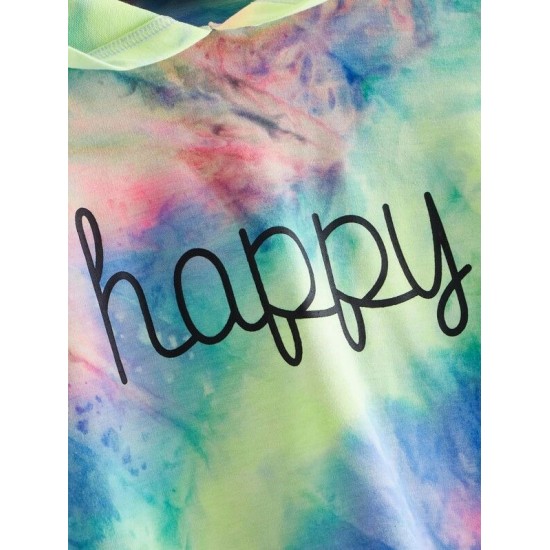 Tie Dye & Letter Print Hoodie