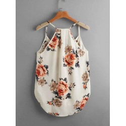 Floral Print High Low Hem Cami Top