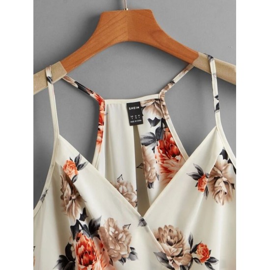 Floral Print High Low Hem Cami Top