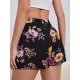 Floral Print Knot Front Shorts