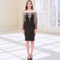 2022 new heavy embroidery water-soluble lace bustier dress long-sleeved dress