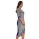 women's sexy sequins color blocking V-neck irregular seven-point sleeve dress dresses