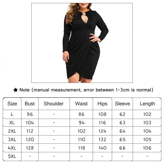 Women's fall and winter new sexy long-sleeved irregular pleated large size dresses