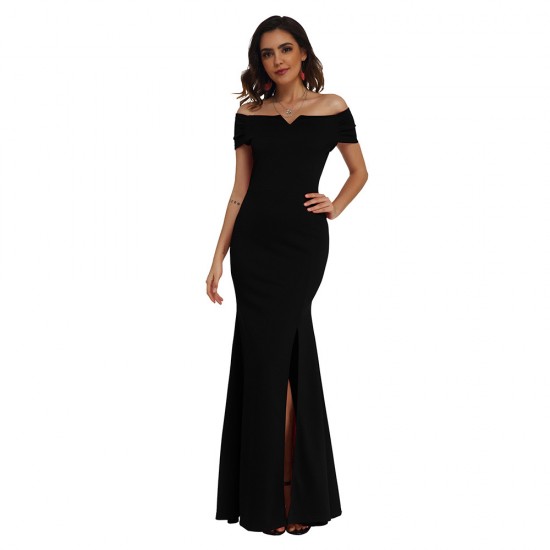 Women's new large size sexy slim one-neck dress dress long skirt