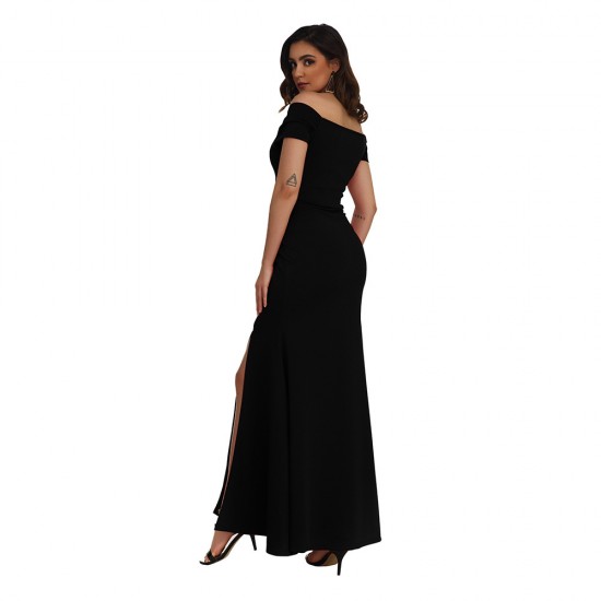 Women's new large size sexy slim one-neck dress dress long skirt